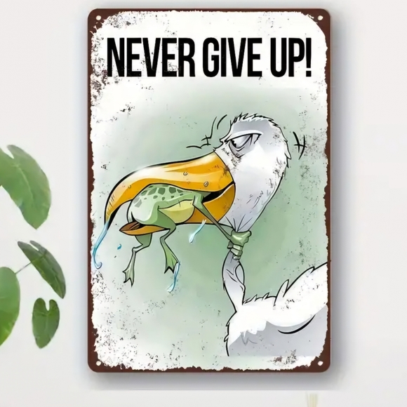 Motivational 'Never Give Up' Wall Art - Picture 1 of 4